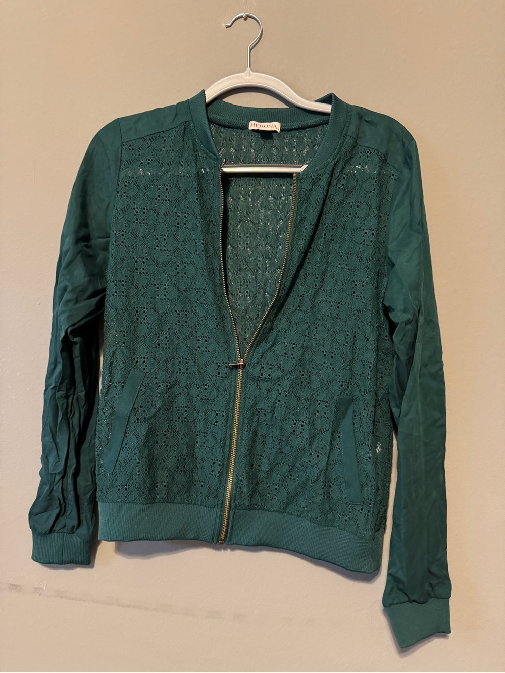 Merona Teal Lace Bomber Jacket